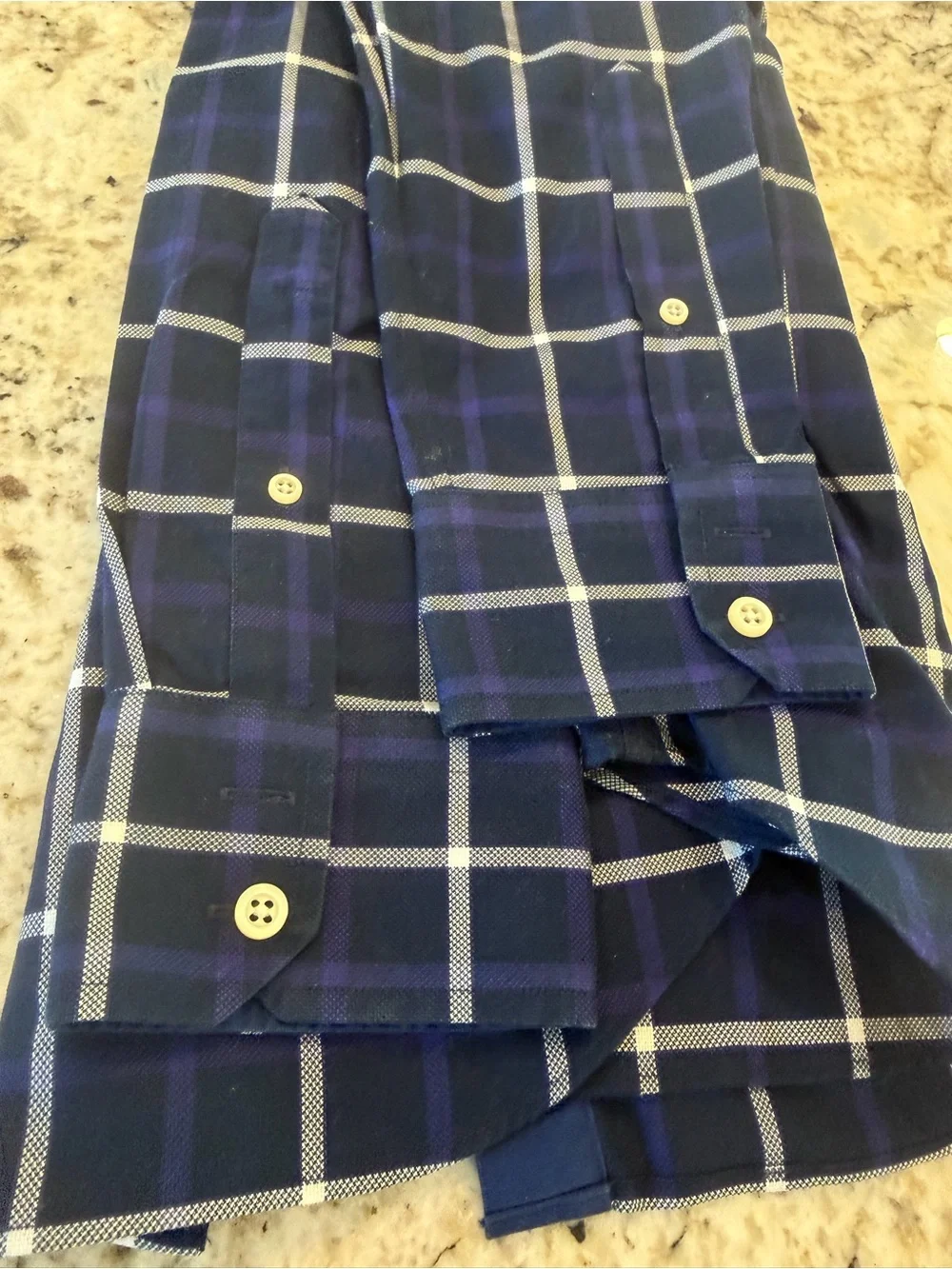 Banana Republic Non-Iron Tailored Slim Fit Plaid Shirt Navy White Men's L